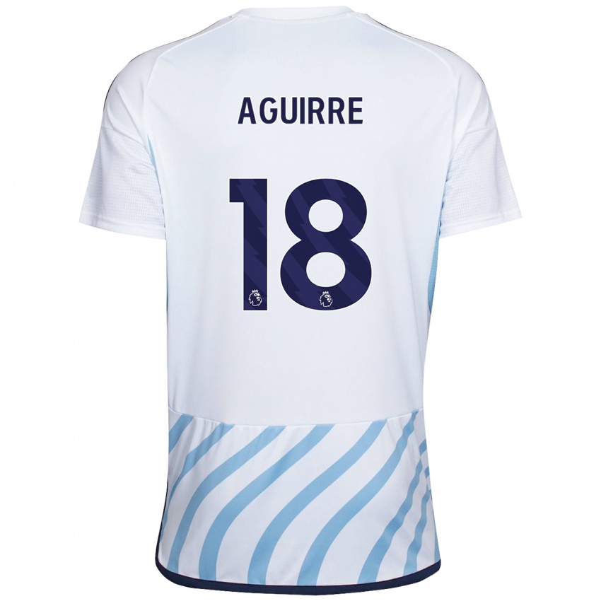 Homem Camisola Aja Aguirre #18 Branco Azul Alternativa 2023/24 Camisa Brasil