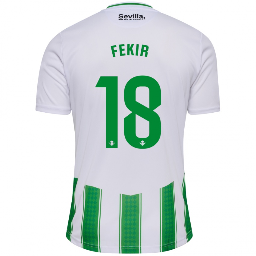 Mulher Camisola Yassin Fekir #18 Branco Principal 2023/24 Camisa Brasil