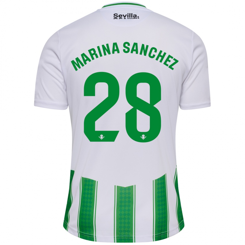 Mulher Camisola Marina Sánchez #28 Branco Principal 2023/24 Camisa Brasil