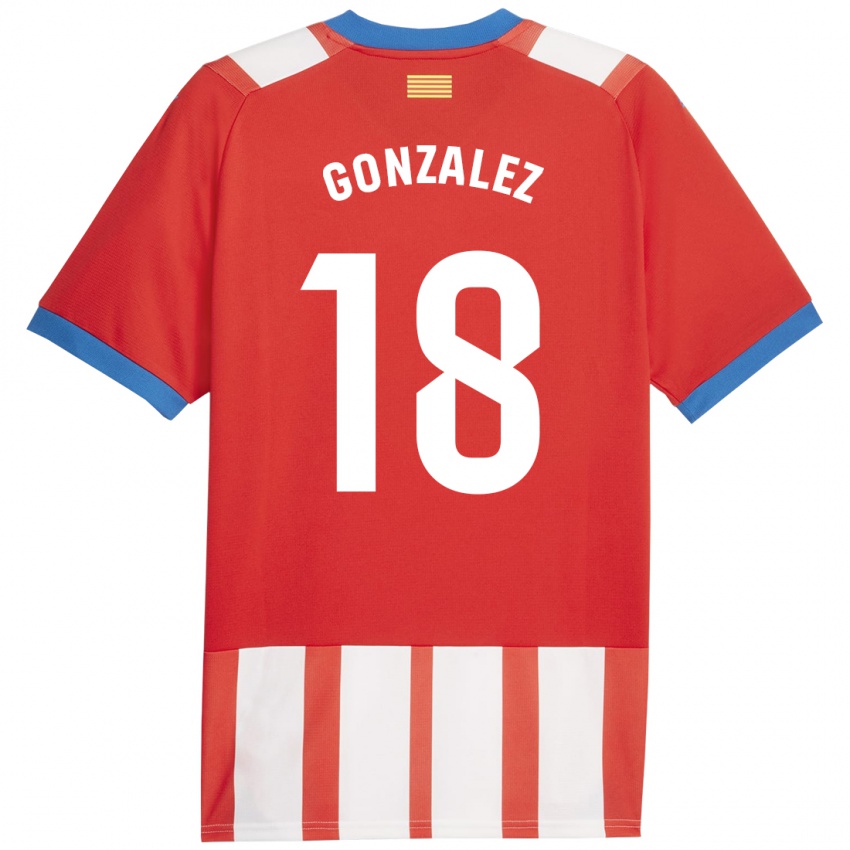 Mulher Camisola Gerard Gonzalez #18 Vermelho Branco Principal 2023/24 Camisa Brasil