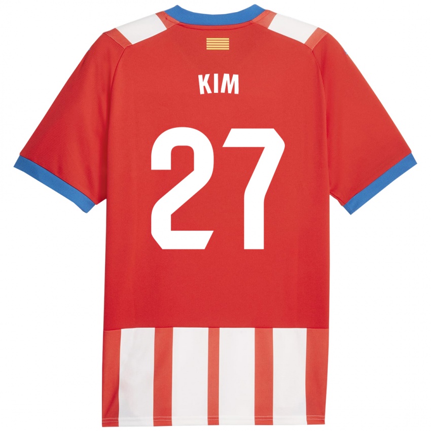 Mulher Camisola Min-Su Kim #27 Vermelho Branco Principal 2023/24 Camisa Brasil