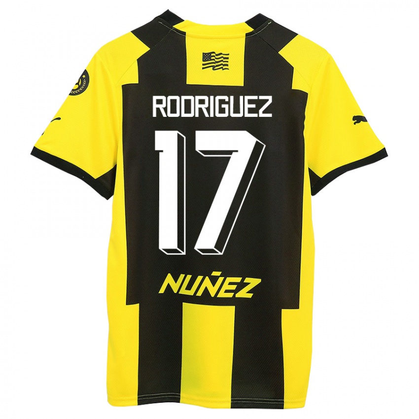 Mulher Camisola Valentín Rodríguez #17 Amarelo Preto Principal 2023/24 Camisa Brasil