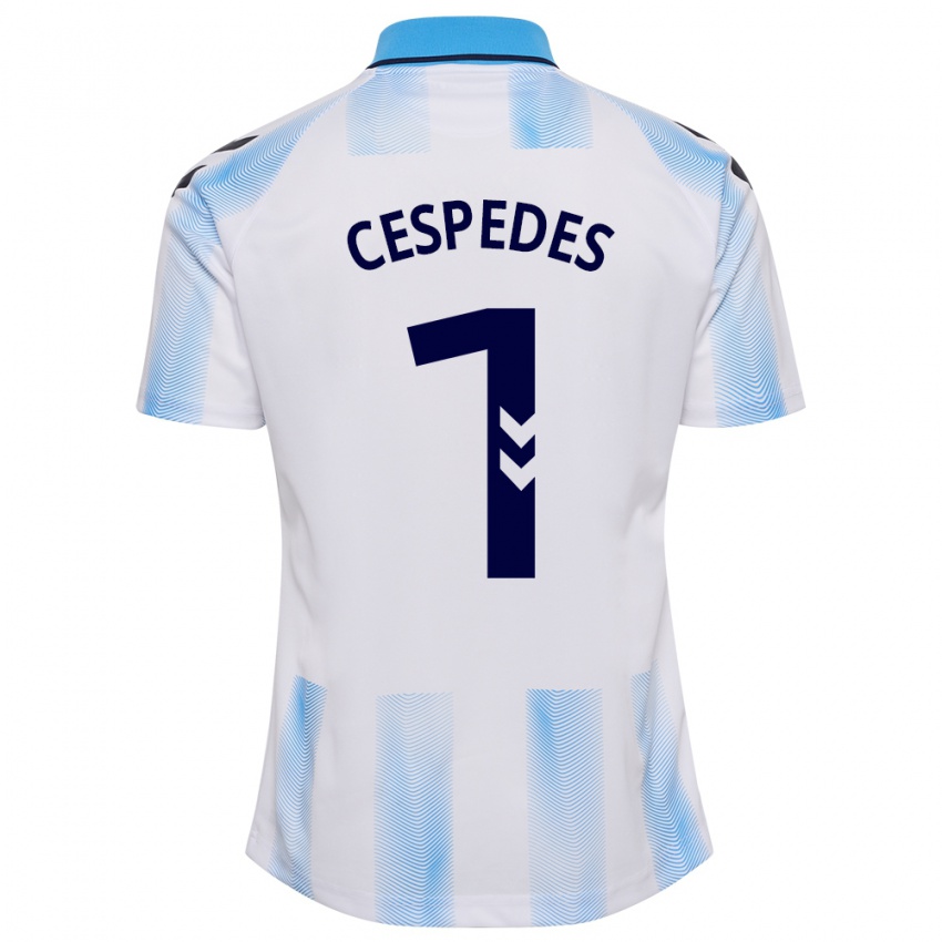 Mulher Camisola Andrés Céspedes #1 Branco Azul Principal 2023/24 Camisa Brasil