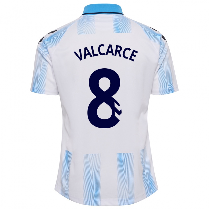 Mulher Camisola Alejandro Valcarce #8 Branco Azul Principal 2023/24 Camisa Brasil