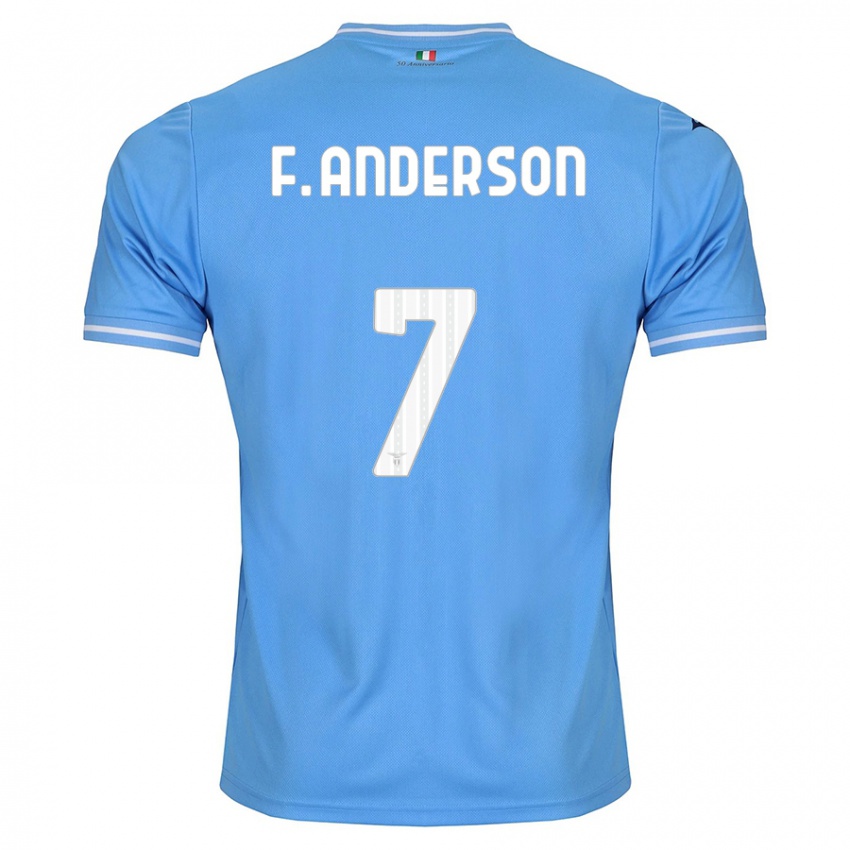 Mulher Camisola Felipe Anderson #7 Azul Principal 2023/24 Camisa Brasil