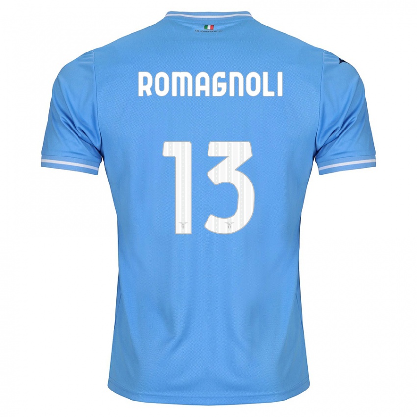 Mulher Camisola Alessio Romagnoli #13 Azul Principal 2023/24 Camisa Brasil