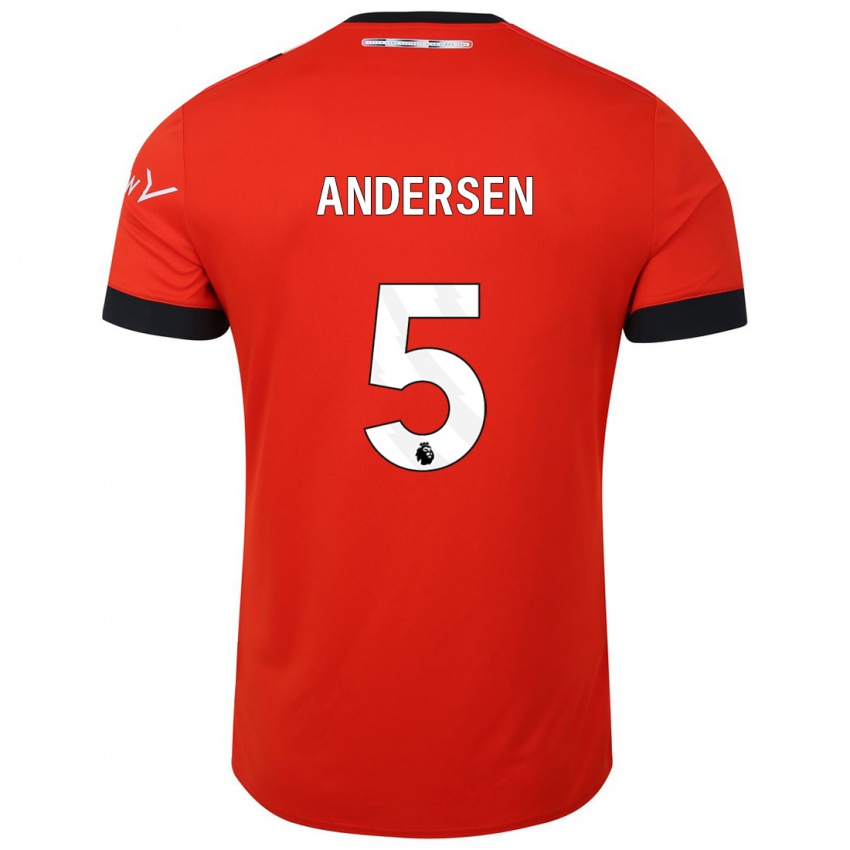 Mulher Camisola Mads Andersen #5 Vermelho Principal 2023/24 Camisa Brasil