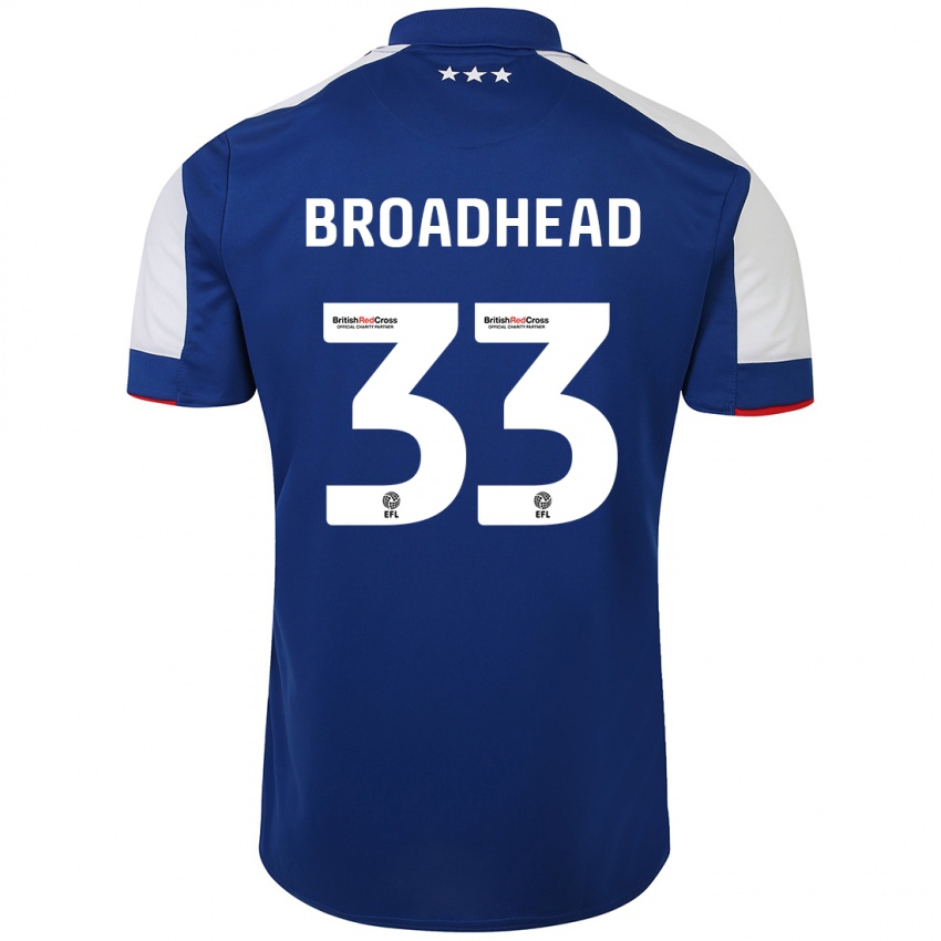 Mulher Camisola Nathan Broadhead #33 Azul Principal 2023/24 Camisa Brasil