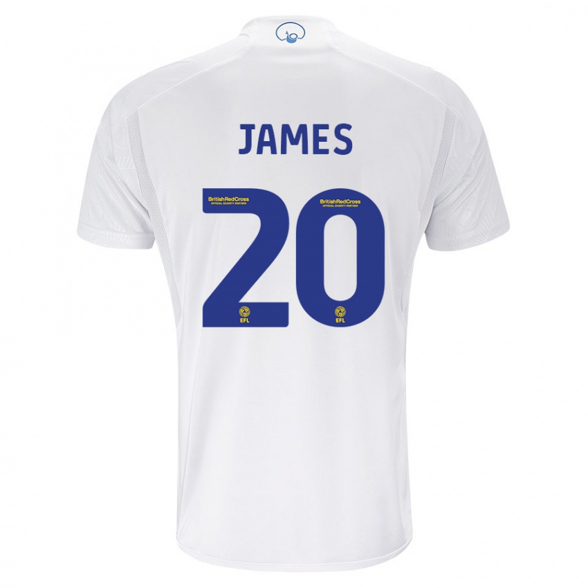 Mulher Camisola Daniel James #20 Branco Principal 2023/24 Camisa Brasil