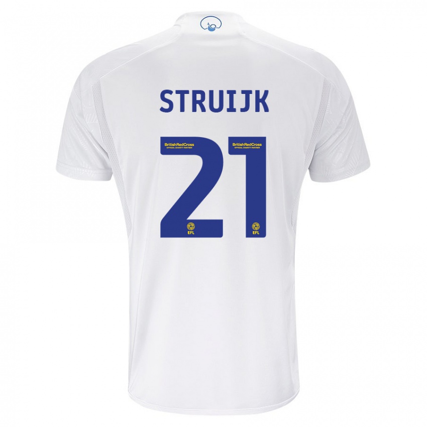 Mulher Camisola Pascal Struijk #21 Branco Principal 2023/24 Camisa Brasil