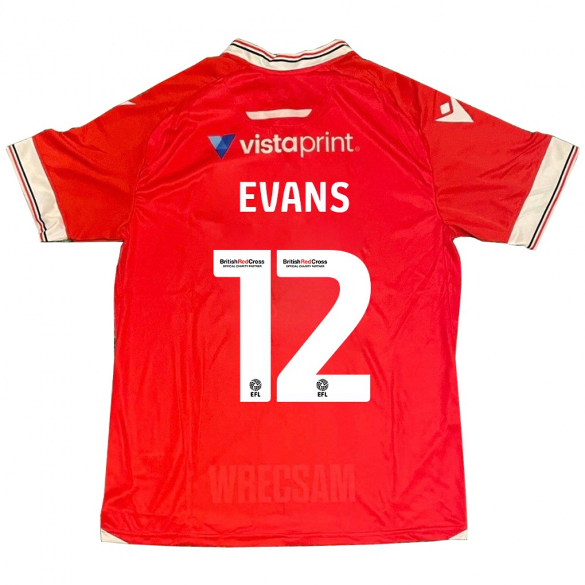 Mulher Camisola George Evans #12 Vermelho Principal 2023/24 Camisa Brasil