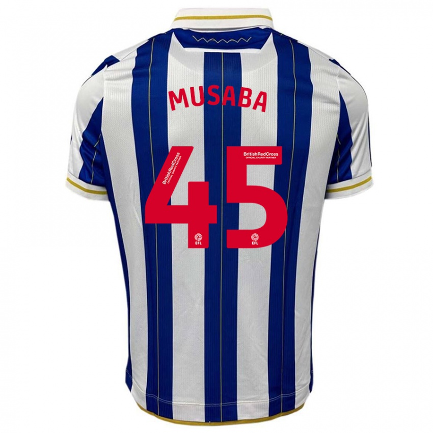 Mulher Camisola Anthony Musaba #45 Branco Azulado Principal 2023/24 Camisa Brasil