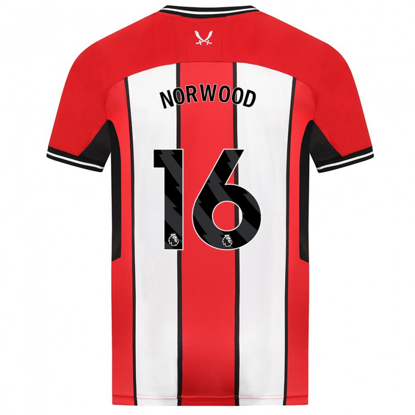 Mulher Camisola Oliver Norwood #16 Vermelho Principal 2023/24 Camisa Brasil