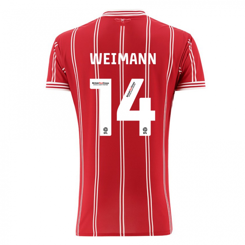 Mulher Camisola Andreas Weimann #14 Vermelho Principal 2023/24 Camisa Brasil