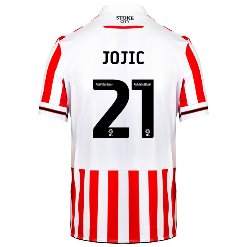 Mulher Camisola Nikola Jojic #21 Vermelho Branco Principal 2023/24 Camisa Brasil