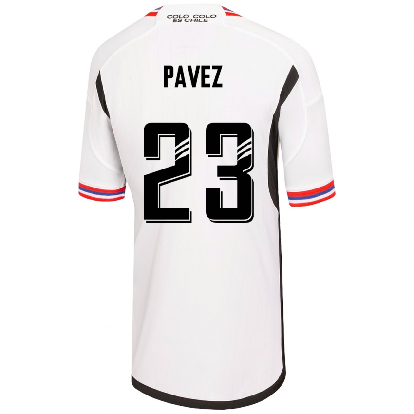 Mulher Camisola Esteban Pavez #23 Branco Principal 2023/24 Camisa Brasil