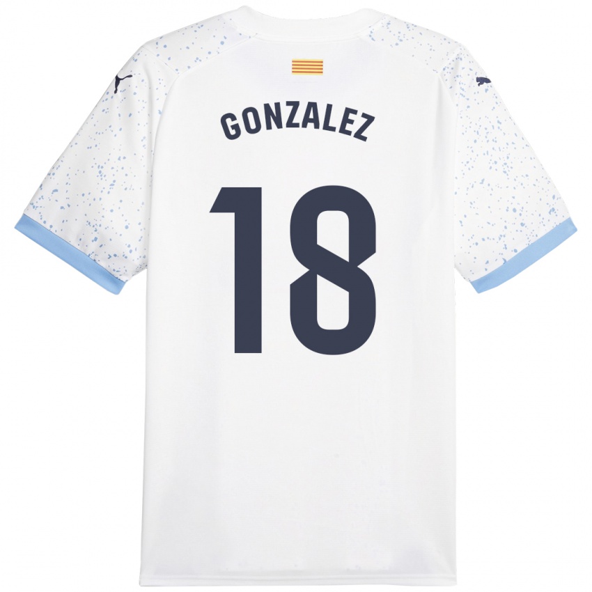Mulher Camisola Gerard Gonzalez #18 Branco Alternativa 2023/24 Camisa Brasil