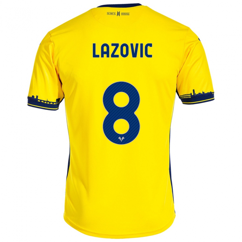 Mulher Camisola Darko Lazović #8 Amarelo Alternativa 2023/24 Camisa Brasil
