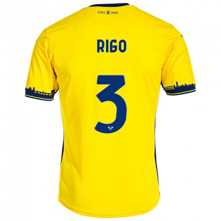 Mulher Camisola Mattia Rigo #3 Amarelo Alternativa 2023/24 Camisa Brasil