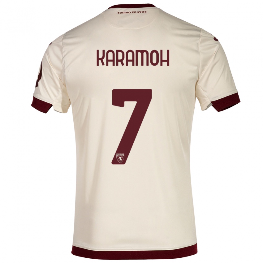 Mulher Camisola Yann Karamoh #7 Champanhe Alternativa 2023/24 Camisa Brasil