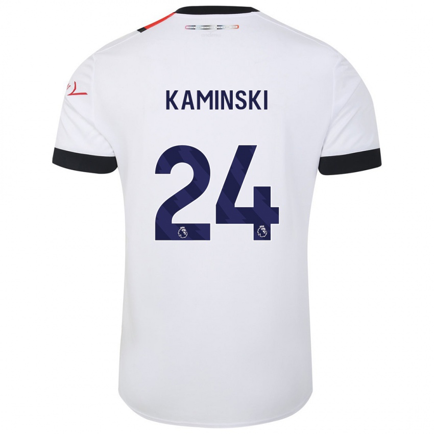 Mulher Camisola Thomas Kaminski #24 Branco Alternativa 2023/24 Camisa Brasil