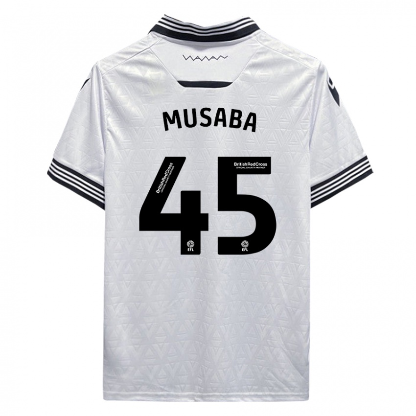 Mulher Camisola Anthony Musaba #45 Branco Alternativa 2023/24 Camisa Brasil