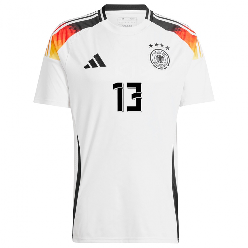 Criança Camisola Alemanha Thomas Muller #13 Branco Principal 24-26 Camisa Brasil