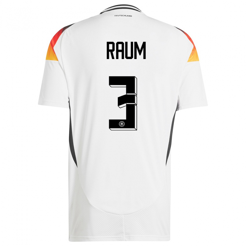 Criança Camisola Alemanha David Raum #3 Branco Principal 24-26 Camisa Brasil