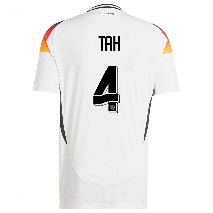 Criança Camisola Alemanha Jonathan Tah #4 Branco Principal 24-26 Camisa Brasil