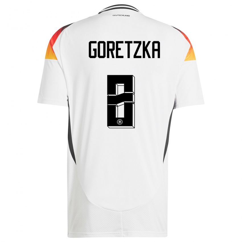 Criança Camisola Alemanha Leon Goretzka #8 Branco Principal 24-26 Camisa Brasil