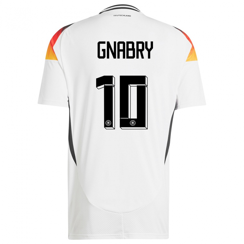 Criança Camisola Alemanha Serge Gnabry #10 Branco Principal 24-26 Camisa Brasil