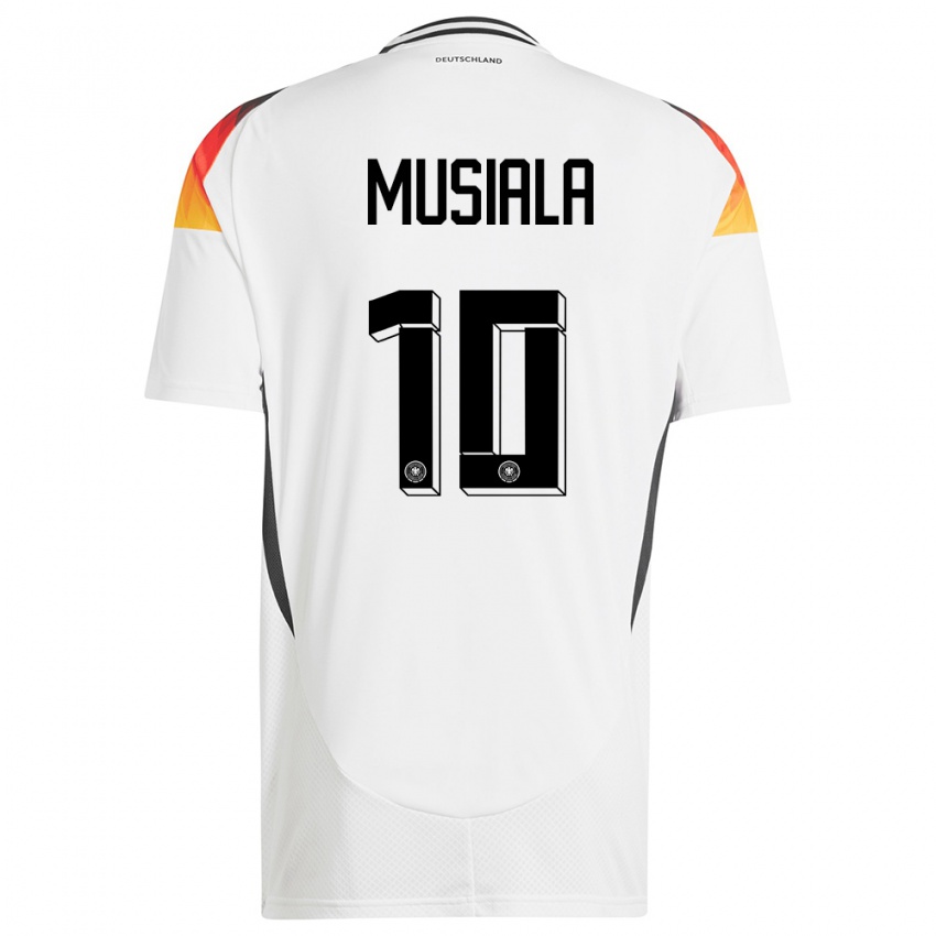 Criança Camisola Alemanha Jamal Musiala #10 Branco Principal 24-26 Camisa Brasil