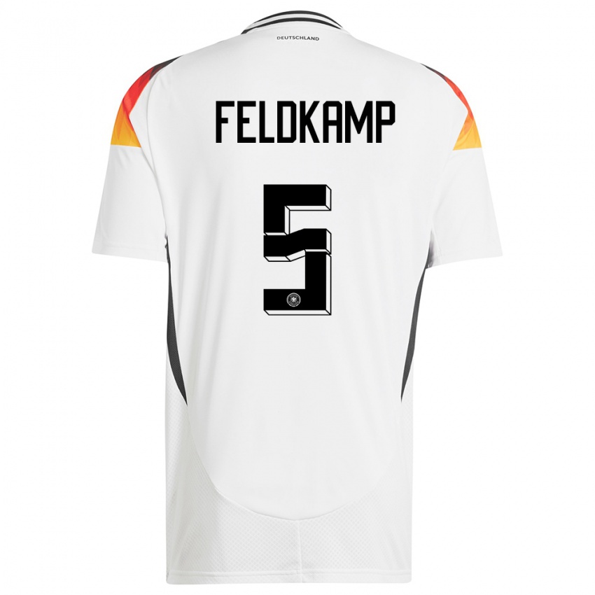 Criança Camisola Alemanha Jana Feldkamp #5 Branco Principal 24-26 Camisa Brasil