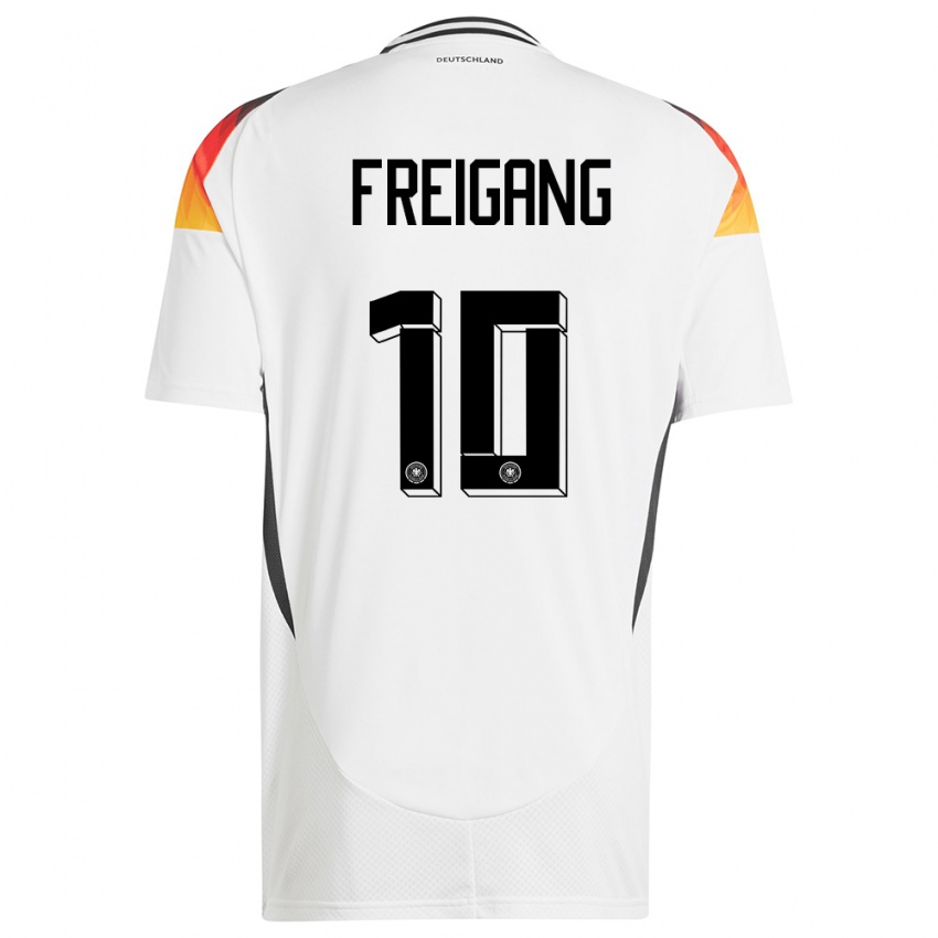 Criança Camisola Alemanha Laura Freigang #10 Branco Principal 24-26 Camisa Brasil