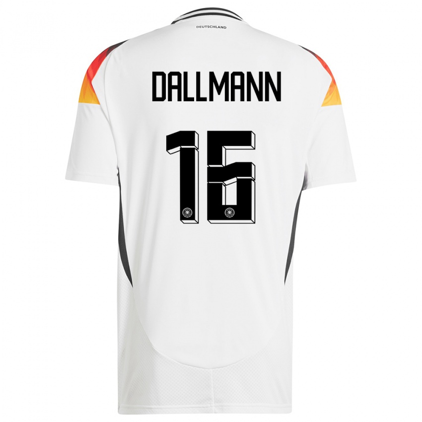 Criança Camisola Alemanha Linda Dallmann #16 Branco Principal 24-26 Camisa Brasil