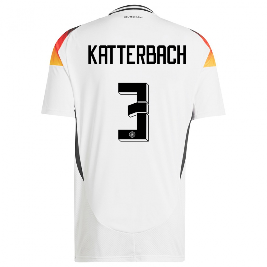 Criança Camisola Alemanha Noah Katterbach #3 Branco Principal 24-26 Camisa Brasil