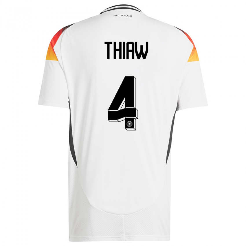 Criança Camisola Alemanha Malick Thiaw #4 Branco Principal 24-26 Camisa Brasil