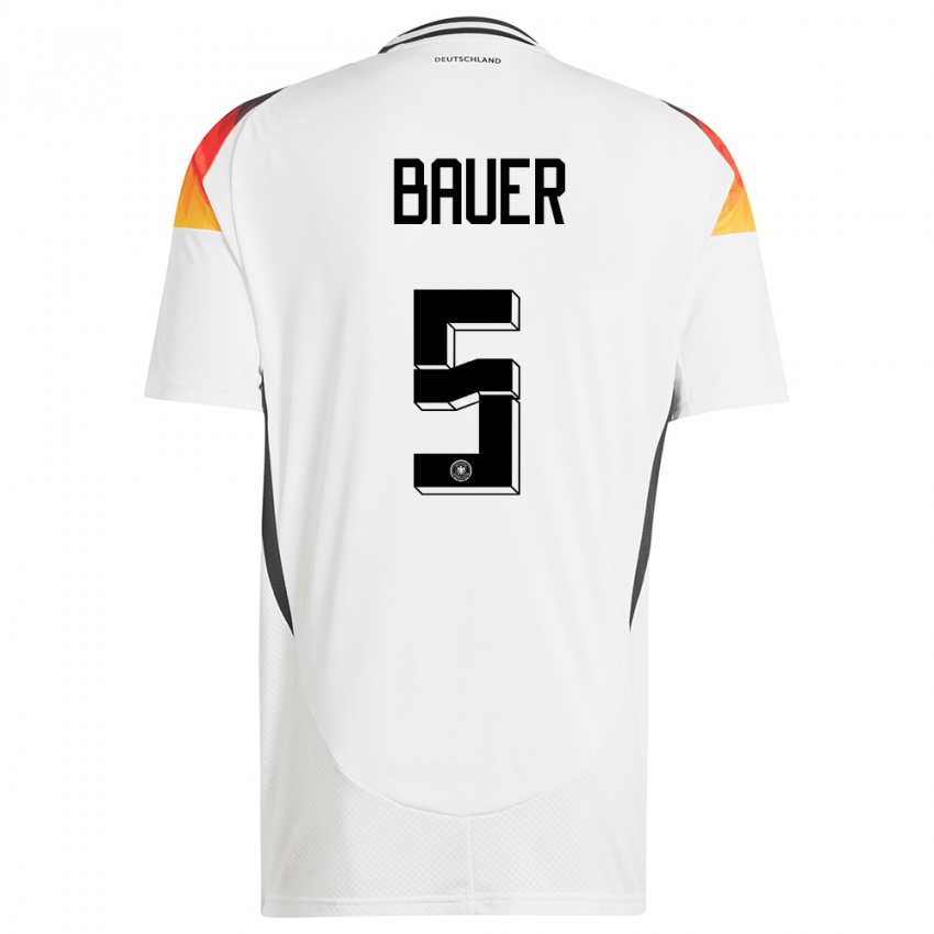 Criança Camisola Alemanha Maximilian Bauer #5 Branco Principal 24-26 Camisa Brasil