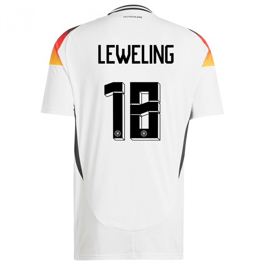 Criança Camisola Alemanha Jamie Leweling #18 Branco Principal 24-26 Camisa Brasil