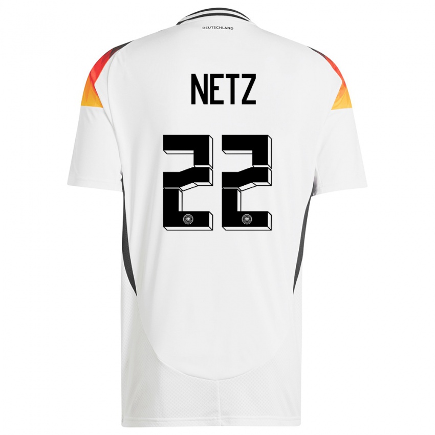 Criança Camisola Alemanha Luca Netz #22 Branco Principal 24-26 Camisa Brasil