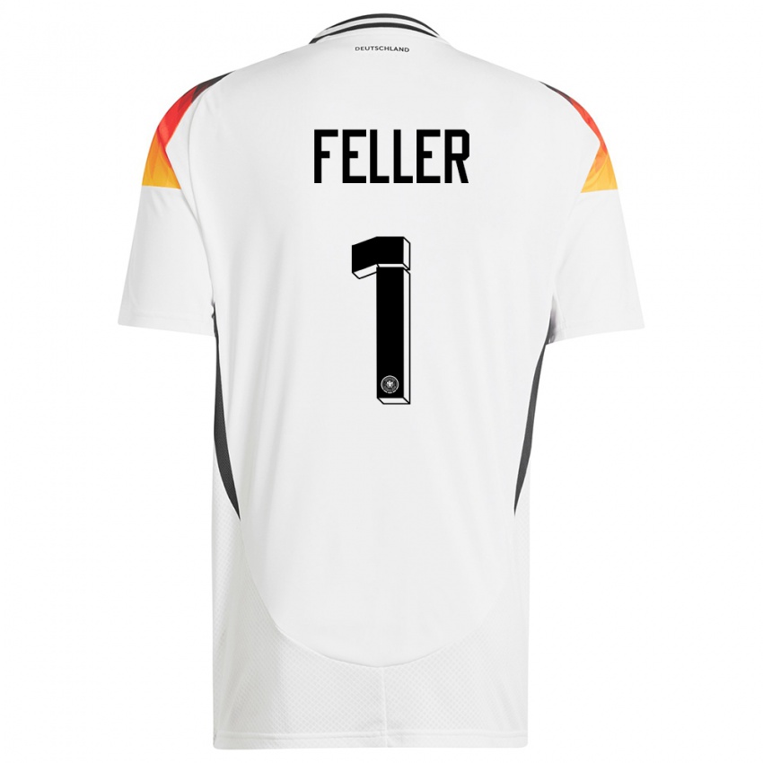 Criança Camisola Alemanha Frank Feller #1 Branco Principal 24-26 Camisa Brasil