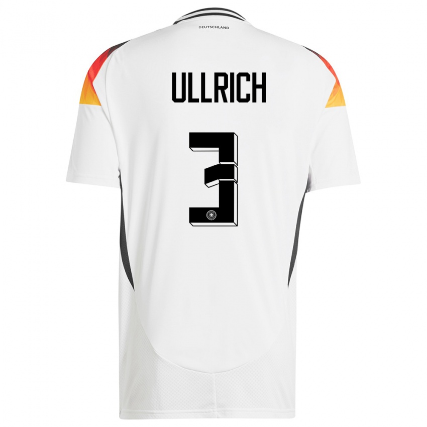 Criança Camisola Alemanha Lukas Ullrich #3 Branco Principal 24-26 Camisa Brasil