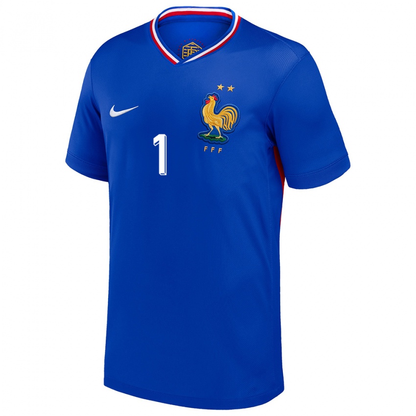 Criança Camisola França Hugo Lloris #1 Azul Principal 24-26 Camisa Brasil