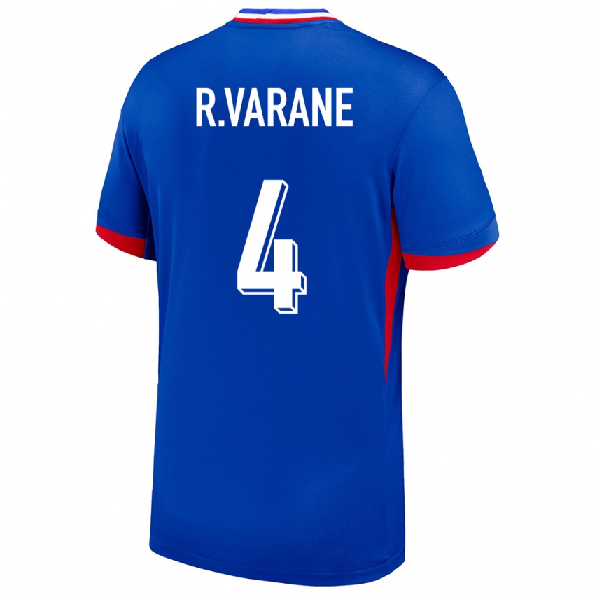 Criança Camisola França Raphael Varane #4 Azul Principal 24-26 Camisa Brasil