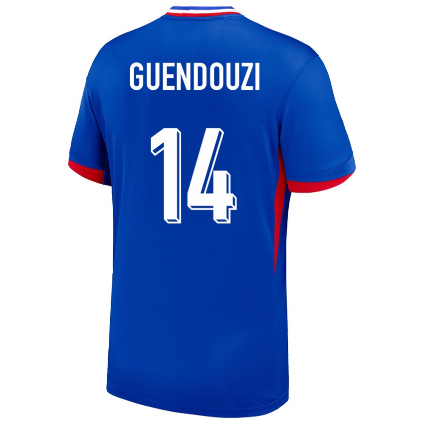 Criança Camisola França Matteo Guendouzi #14 Azul Principal 24-26 Camisa Brasil