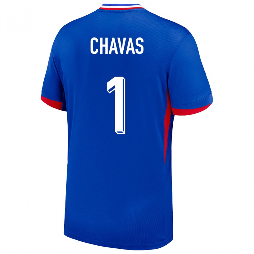 Criança Camisola França Mylene Chavas #1 Azul Principal 24-26 Camisa Brasil