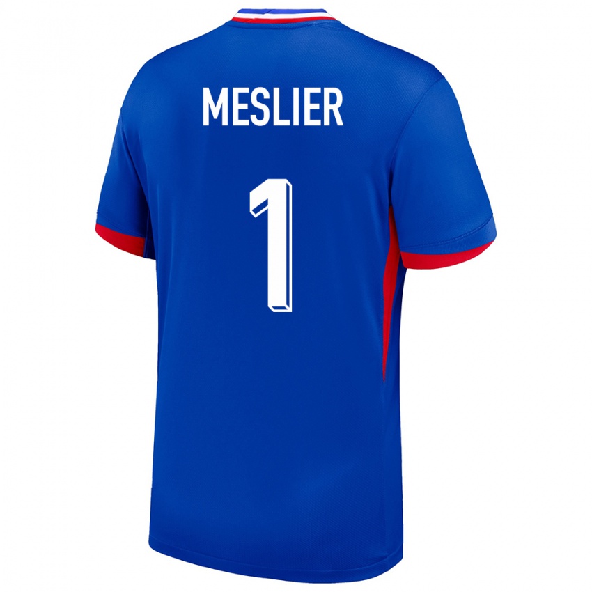 Criança Camisola França Illan Meslier #1 Azul Principal 24-26 Camisa Brasil