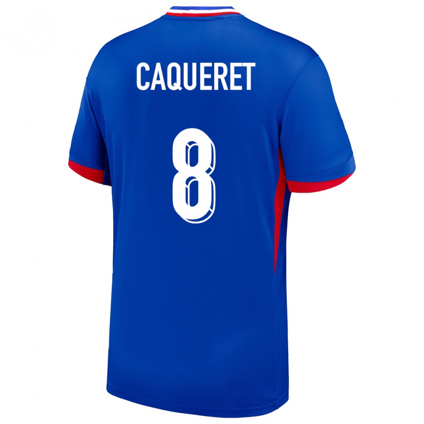 Criança Camisola França Maxence Caqueret #8 Azul Principal 24-26 Camisa Brasil