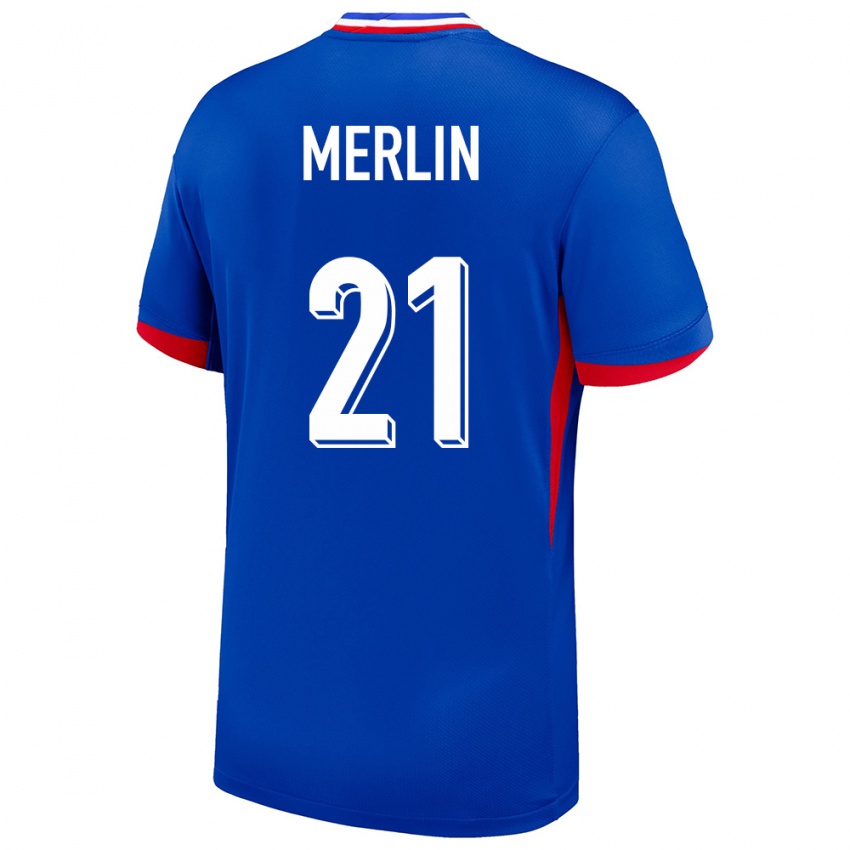 Criança Camisola França Quentin Merlin #21 Azul Principal 24-26 Camisa Brasil