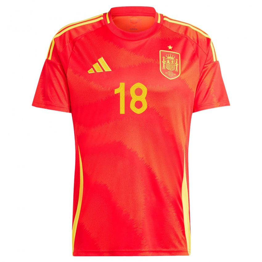 Criança Camisola Espanha Jordi Alba #18 Vermelho Principal 24-26 Camisa Brasil